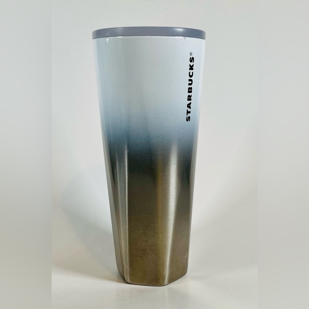 Starbucks Holiday 2021 Geometric White Silver Ombre 24oz Stainless Steel Tumbler